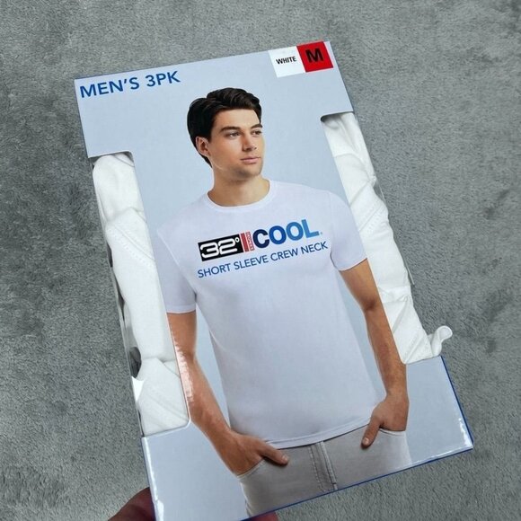 32 Degrees Cool Mens 3pk Crew Neck T-Shirts Medium White a0762 - Picture 1 of 5